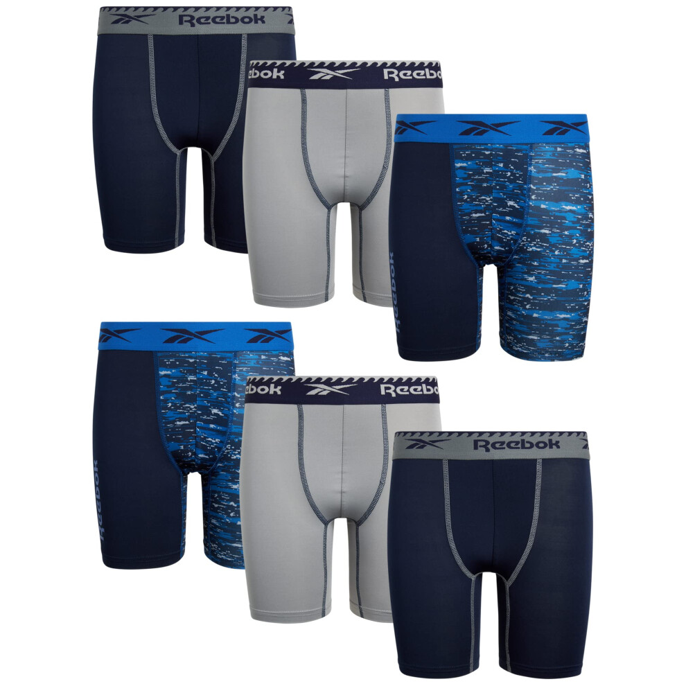 Reebok Boys Underwear - Long Leg Performance Boxer Briefs (6 Pack)  Si