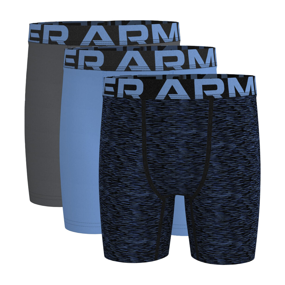 Under Armour Boys 3 Pack Performance Boxer Briefs Underwear, Carolina Blue Twist, Small Us