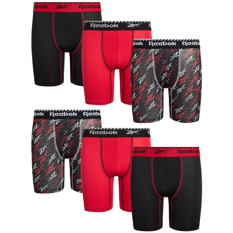 Reebok Boys Underwear - Long Leg Performance Boxer Briefs (6 Pack)  Si