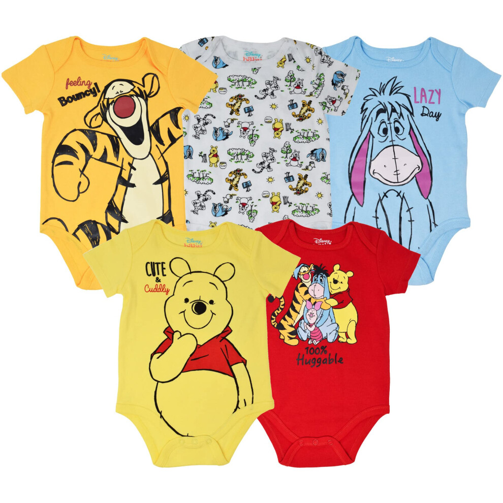 Disney Winnie the Pooh Newborn Baby Boys 5 Pack Bodysuits Newborn