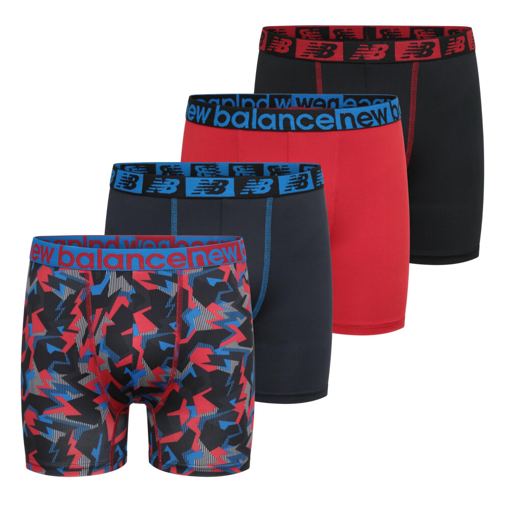 New Balance Boys' 3.5"" Underwear  Performance Boxer Briefs (4 Pack)