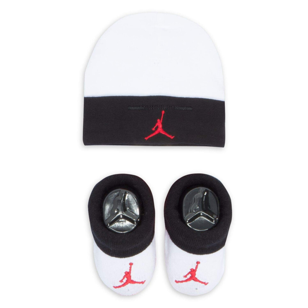 Nike Jordan Infant Baby Hat and Booties Set (Black(LJ0102-001)/White