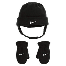 Nike Baby Jongens Swoosh Baby Fleece Cap Handschoenen Set (Peuter) Zwart/Wit 2T-4T