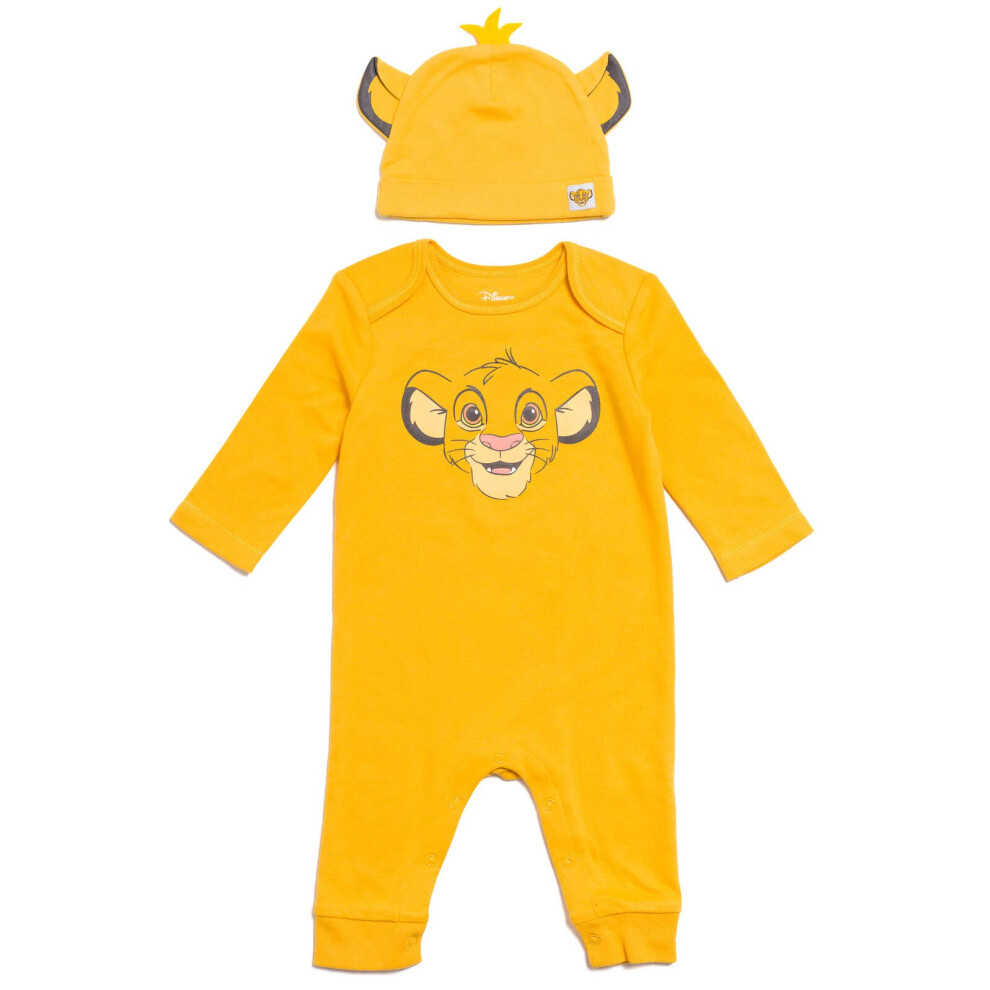 Disney Lion King Simba Newborn Baby Boys Snap Cosplay Coverall and Hat