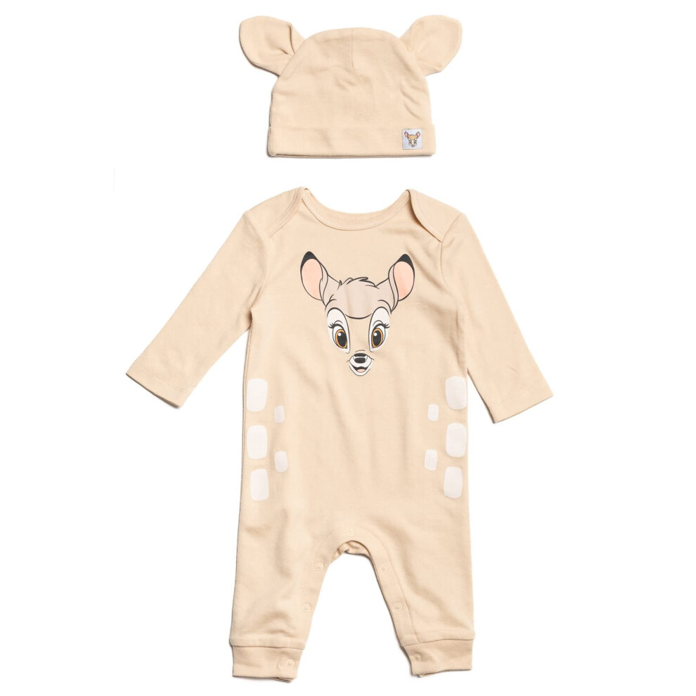 Disney Classics Bambi Newborn Baby Boys Snap Cosplay Coverall Hat Brow