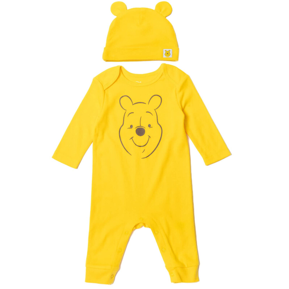 Disney Winnie the Pooh Infant Baby Boys Snap Cosplay Coverall and Hat