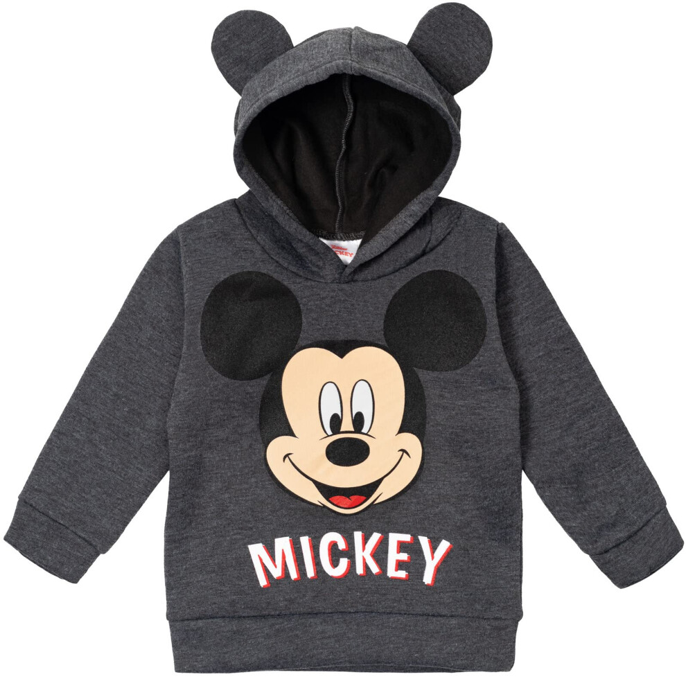 Disney Mickey Mouse Little Boys Fleece Pullover Hoodie Grey 7-8