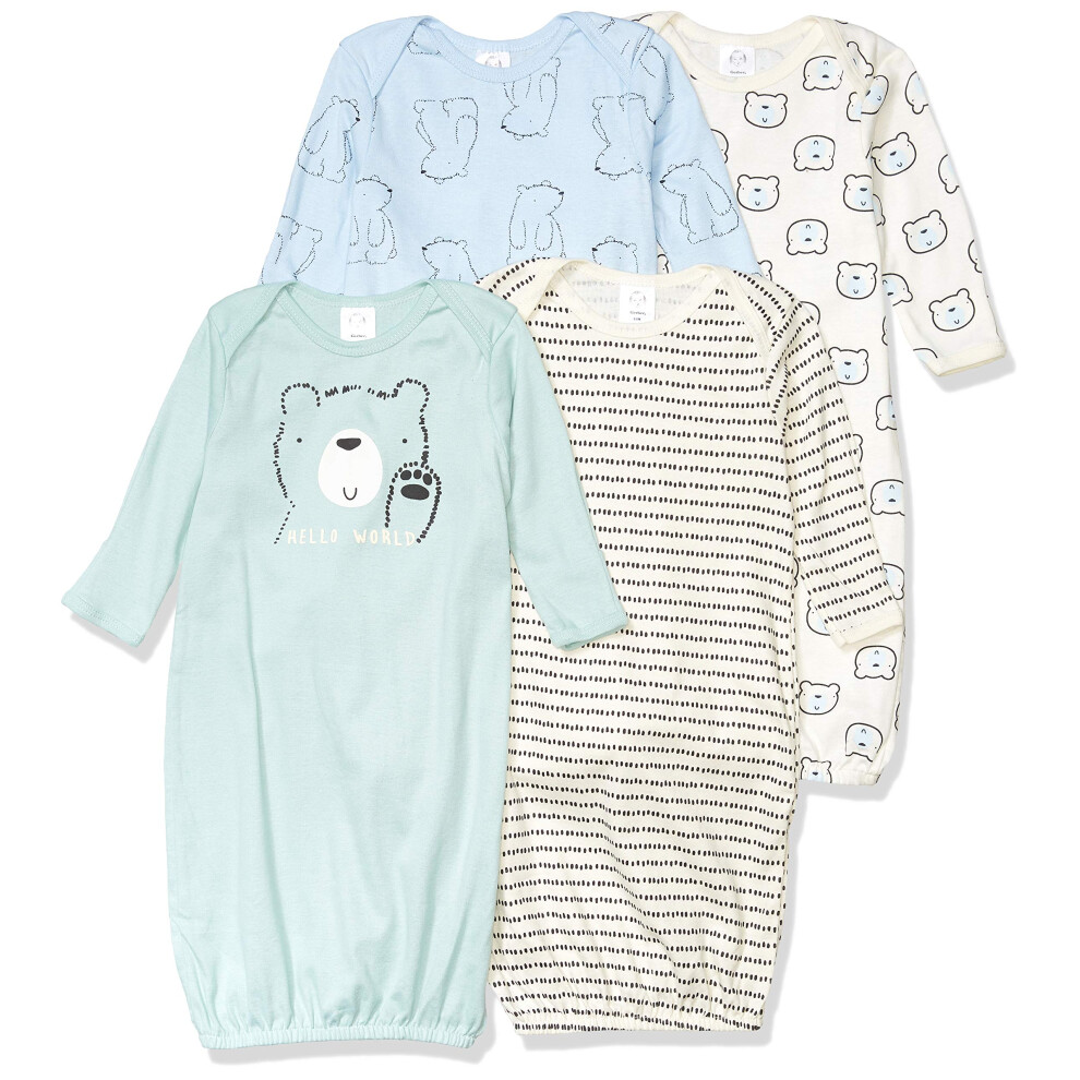 Gerber Unisex Baby Boy and Girls 4-Pack Sleeper Gown Bear Preemie