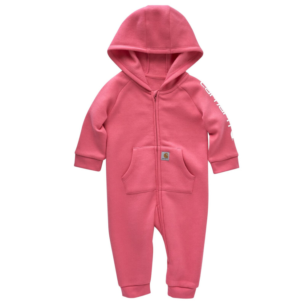 Carhartt Long Sleeve Zip Front Hooded Coverall  Pink Lemonade  3 Month