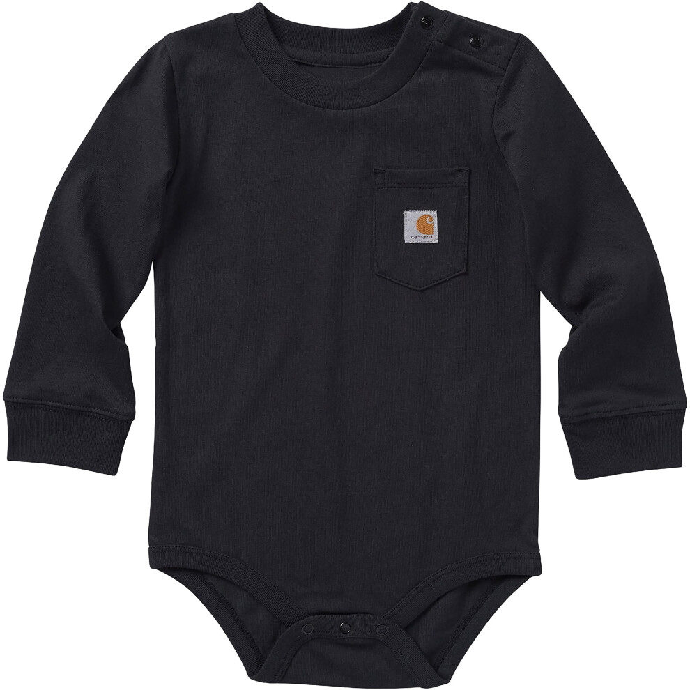 Carhartt Baby Girls Long-sleeve Pocket Bodysuit T-Shirt  Caviar Black