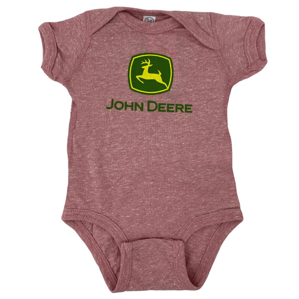 John Deere Baby Girl Short Sleeve Bodysuit with Large Logo-Mauvelous-1