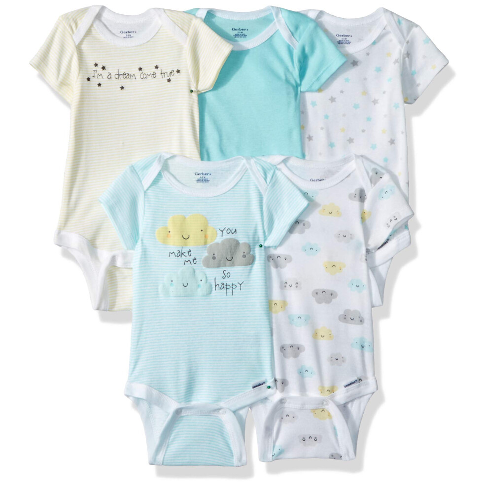 Gerber Unisex Baby 5-Pack Short Sleeve Variety Onesies Bodysuits Cloud