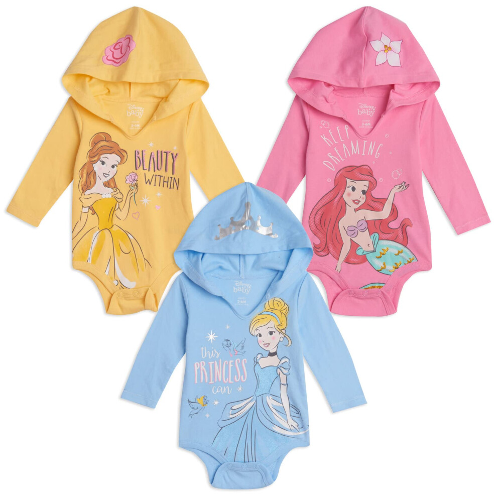 Disney Princess Cinderella Belle Ariel Newborn Baby Girls 3 Pack Cuddl