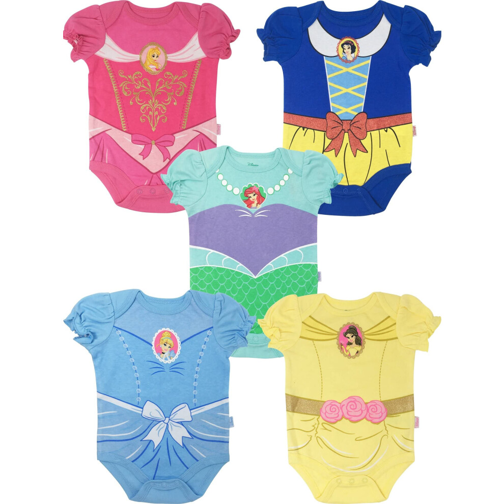 Disney Princess Snow White Belle Aurora Newborn Baby Girls 5 Pack Body