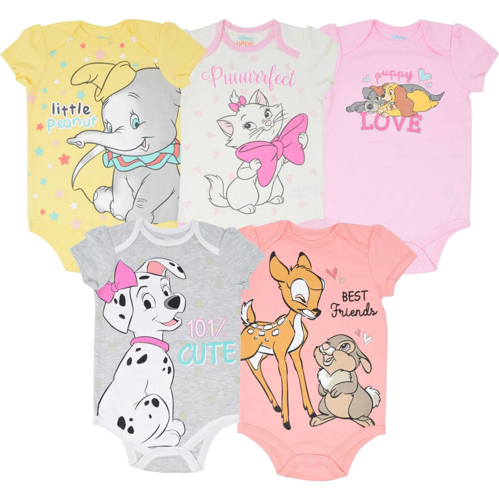 Disney Classics 101 Dalmatians Bambi Dumbo Infant Baby Girls 5 Pack Sh