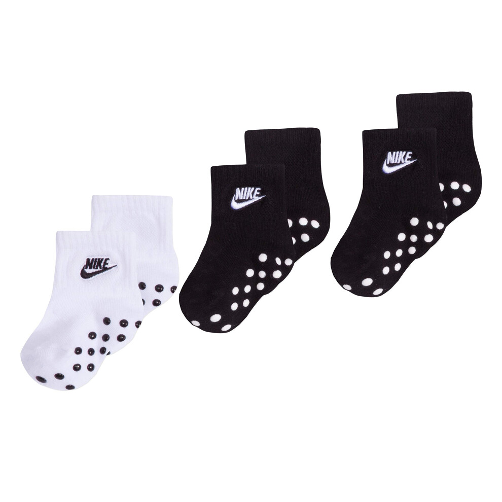 Nike Children's Apparel Baby Mid Cut Quarter Gripper Socks  Black/Whit