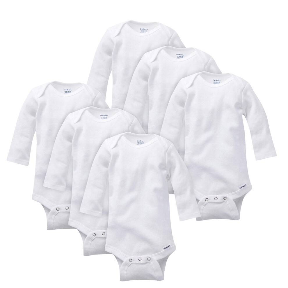 Gerber Toddler Unisex Long Sleeve Onesies Bodysuit  White  3T