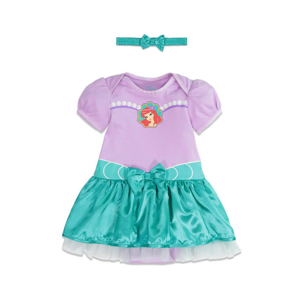 Disney Princess Ariel Newborn Baby Girls Dress and Headband 0-6 Months