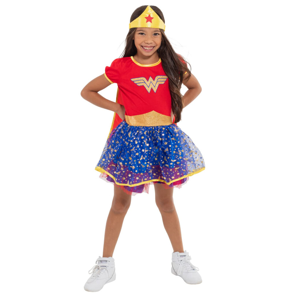 Justice League Wonder Woman Toddler Girls Short Sleeve Costume Cape Dr