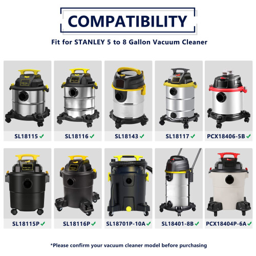 STANLEY 3-Pack STANLEY Filterbag 19-3100, för 5-8 Gallon Blöt/Torr Dammsugare 1
