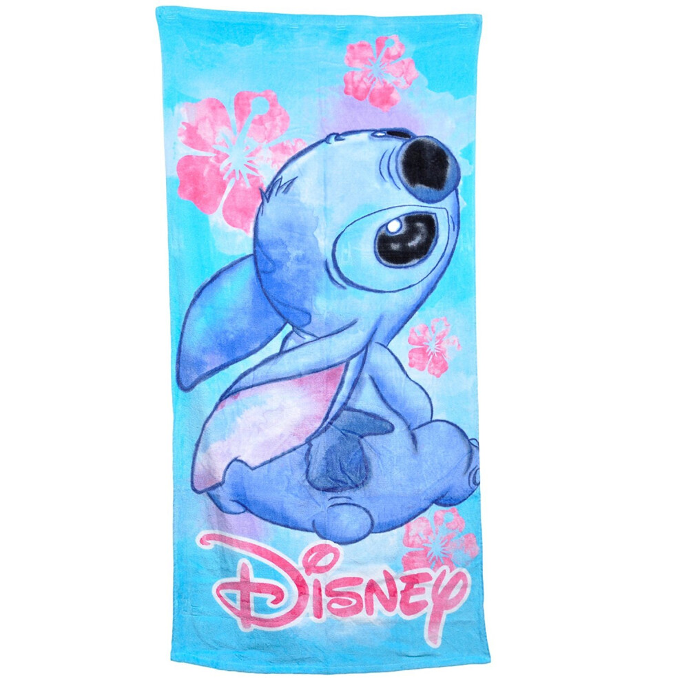 Disney Floral Stitch Beach Towel Cotton 28x58 (1)