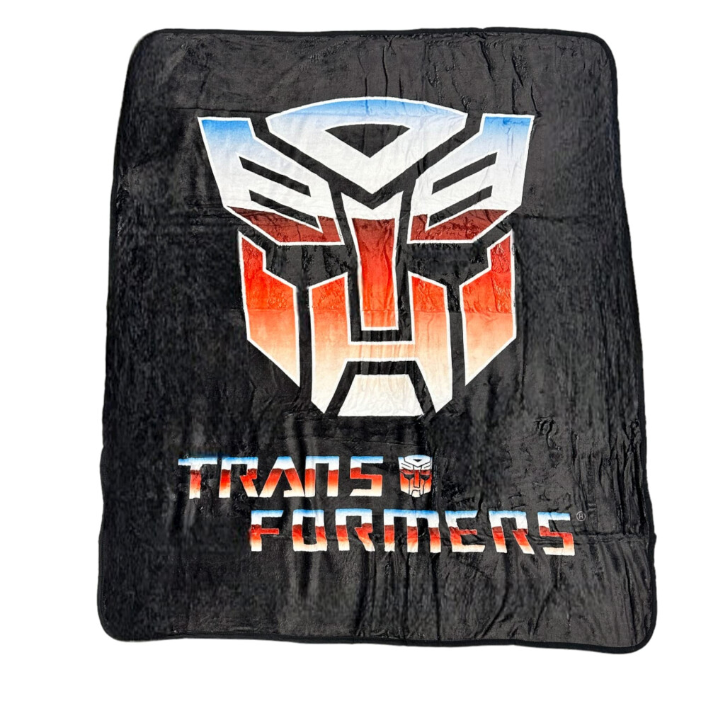 Transformers Hasbro Autobot Symbol 80's Cartoon Printed Plush Throw Bl