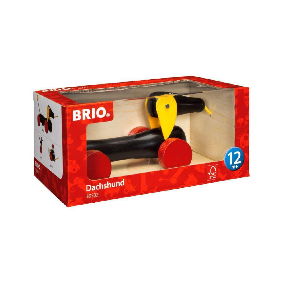 BRIO World - 30332 Pull Along Dachshund | Interactive Toddler Toy | Du