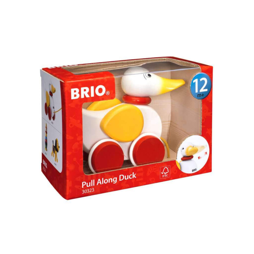 BRIO Infant & Toddler 30323 - Pull Along Duck Wood Baby Toy | Flapping