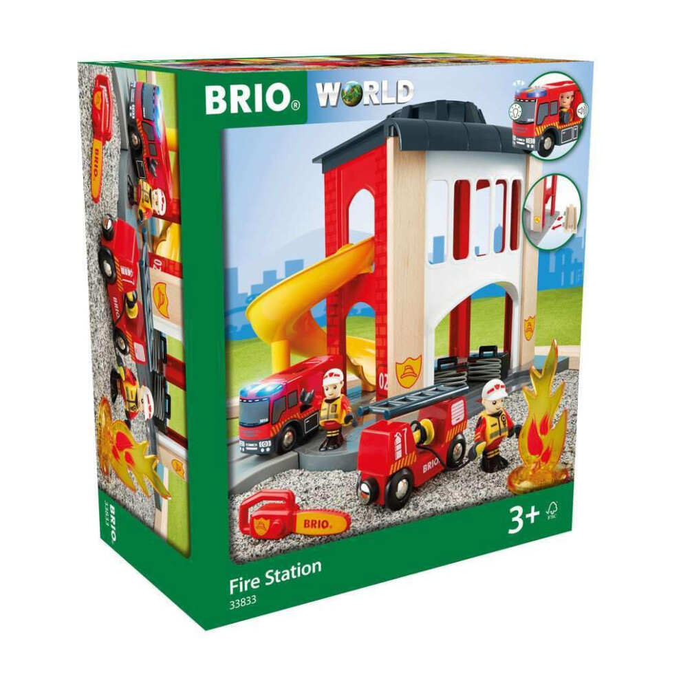 BRIO World - 33833 Central Fire Station | 12 Piece Toy for Kids with F