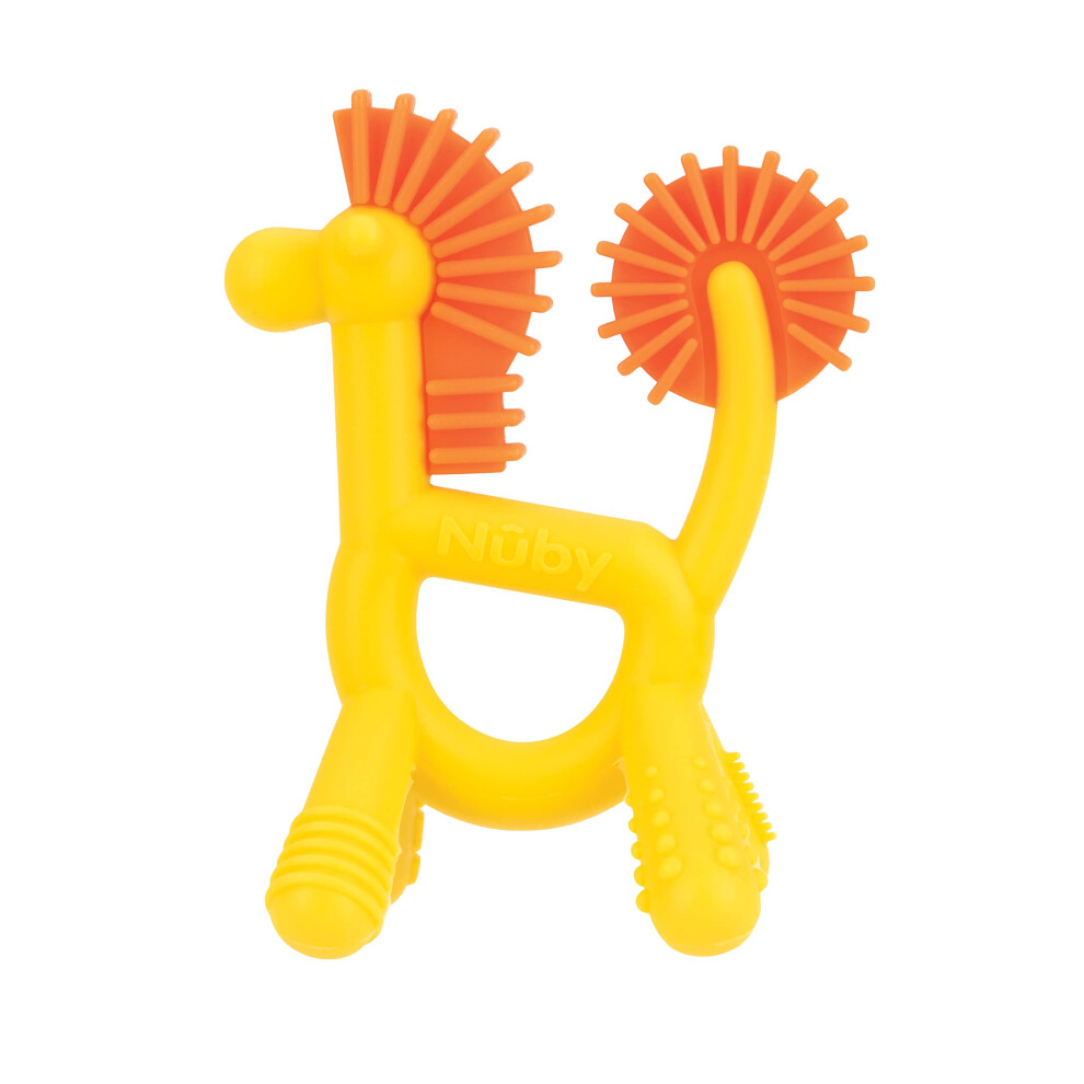 Nuby Silicone Geo Zoos Teether - Giraffe Teething Toy for Babies 3+ Mo