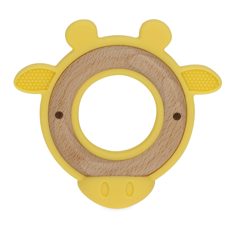 Nuby Natural Wood Teether with Soft Silicone  Minimalist Design Easy t