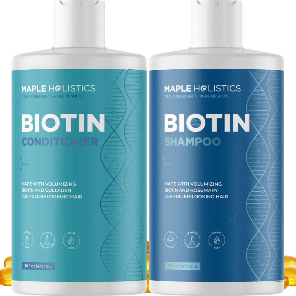 Volumizing Biotin Shampoo and Conditioner Set - Sulfate Free Shampoo a