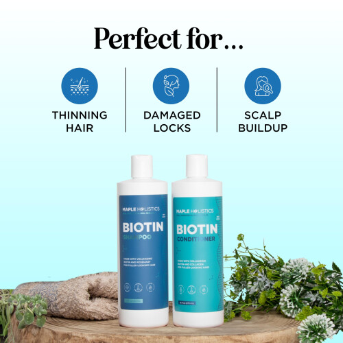 Volumizing Biotin Shampoo and Conditioner Set - Sulfate Free Shampoo and Conditioner for Dry Damaged Hair Care - Thinning Hair Shampoo and Conditioner 1