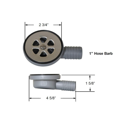 Scandvik 10307 Douche coude  profil bas/Drain de cockpit Sortie 1"" Gris 1