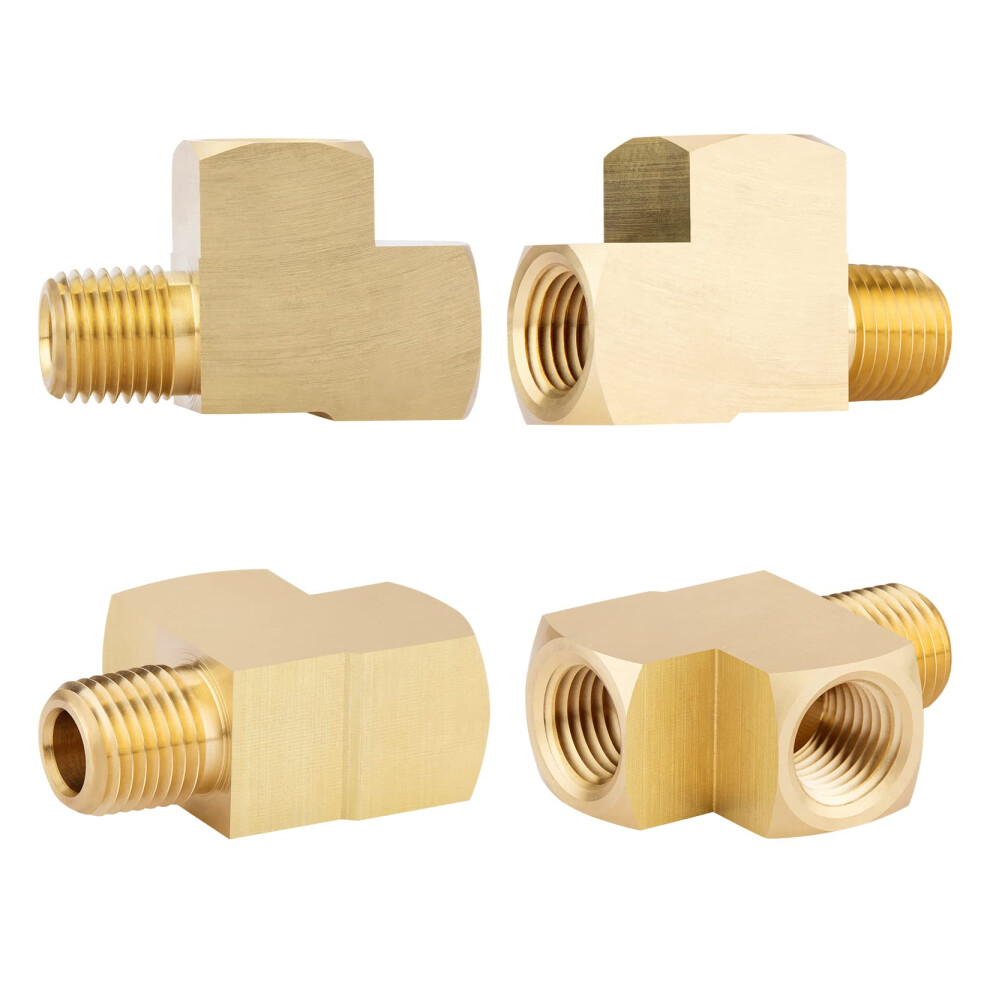 4-Pack Mosiezna Montazka 1/4 """" Npt Samica Do 1/4 """" Npt Samica Do 1/4 """" Npt Meski Tee Strejowy-image