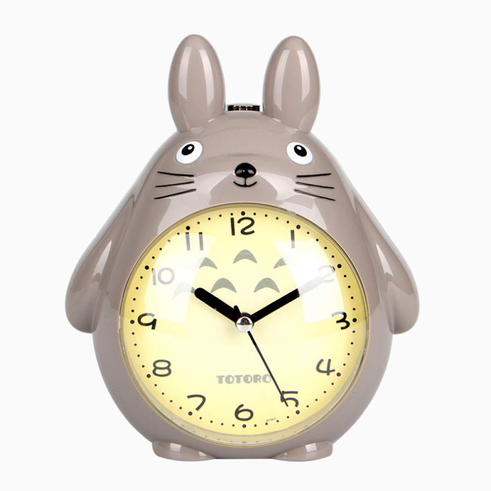 SAYTAY Alarm Clocks For Bedrooms, Cartoon Alarm Clock Totoro Alarm Clock Night Light, Student Children's Home Decoration Desktop Clock(Grey)