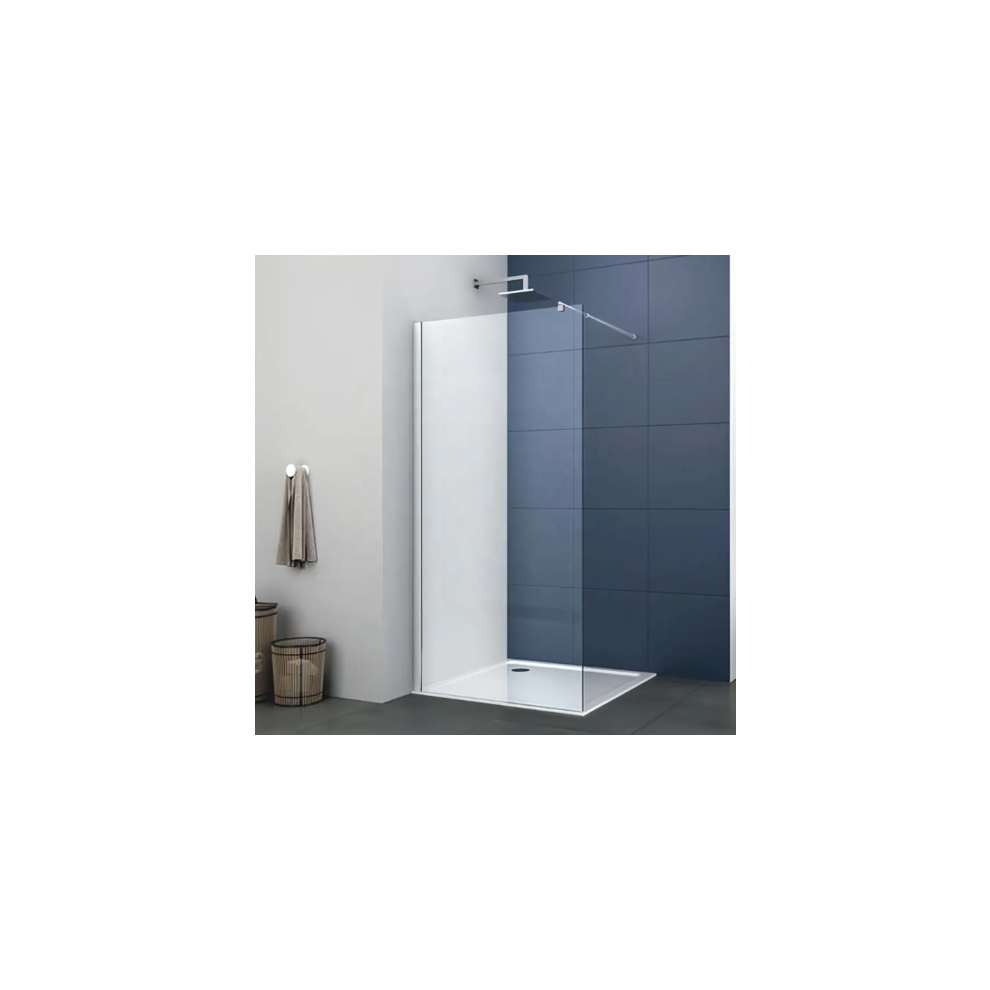 (1100mm Screen Chrome No Extras) Walk In Enclosure Shower Screen or Flipper Wet Room 8mm Easy Clean Glass Chrome