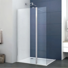 (900mm Screen Chrome With 300mm Flipper) Walk In Enclosure Shower Screen or Flipper Wet Room 8mm Easy Clean Glass Chrome