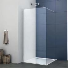 (700mm Screen Chrome No Extras) Walk In Enclosure Shower Screen or Flipper Wet Room 8mm Easy Clean Glass Chrome
