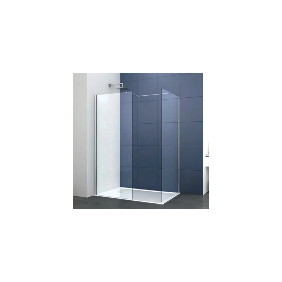 (1000Mm Screen Chrome With 800Mm End Panel) Walk In Enclosure Shower Screen Or Flipper Wet Room 8Mm Easy Clean Glass Chrome 5060725145061