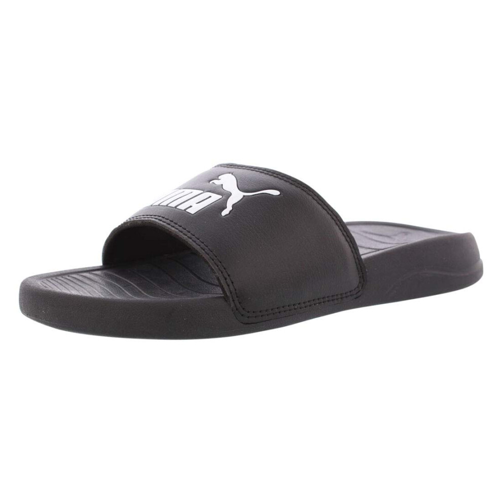 PUMA Men's Popcat Slide Sandal  Black White  5