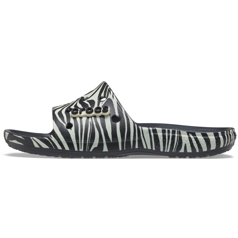 Crocs Unisex Classic Graphic Slide Sandals  Black/Zebra Print  Numeric