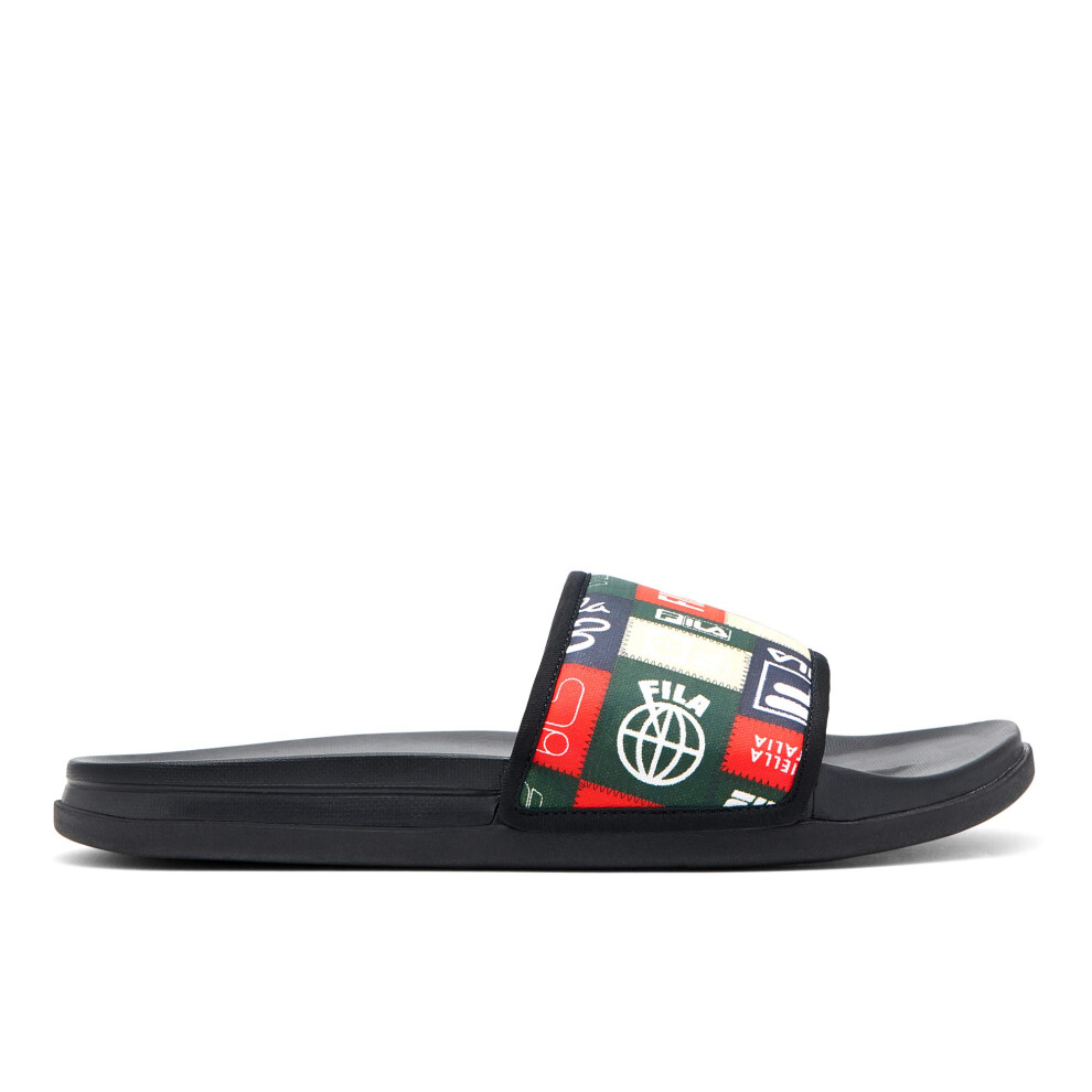 Fila Men's Drifter LUX Patchwork Slide Sandal  Black Red/Multi  10