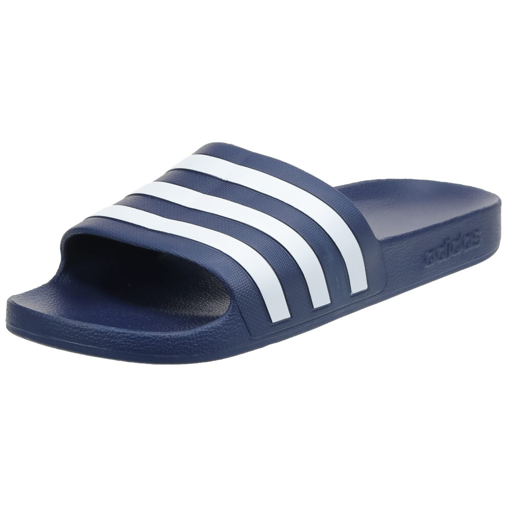 adidas Unisex Adilette Aqua Slides Sandal  Dark Blue/White/Dark Blue