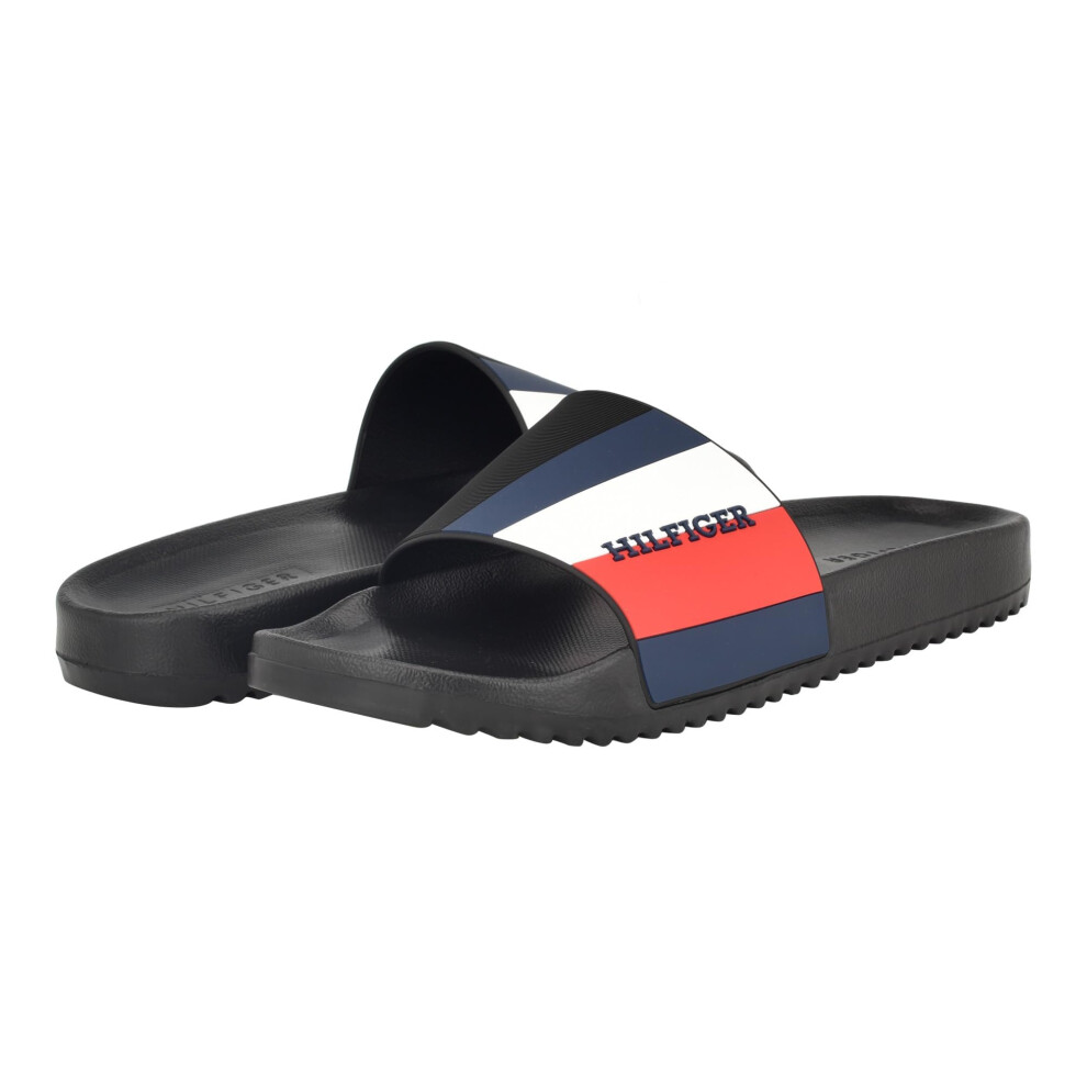 Tommy Hilfiger Men's Ring Slide Sandal  Black Multi 001  10