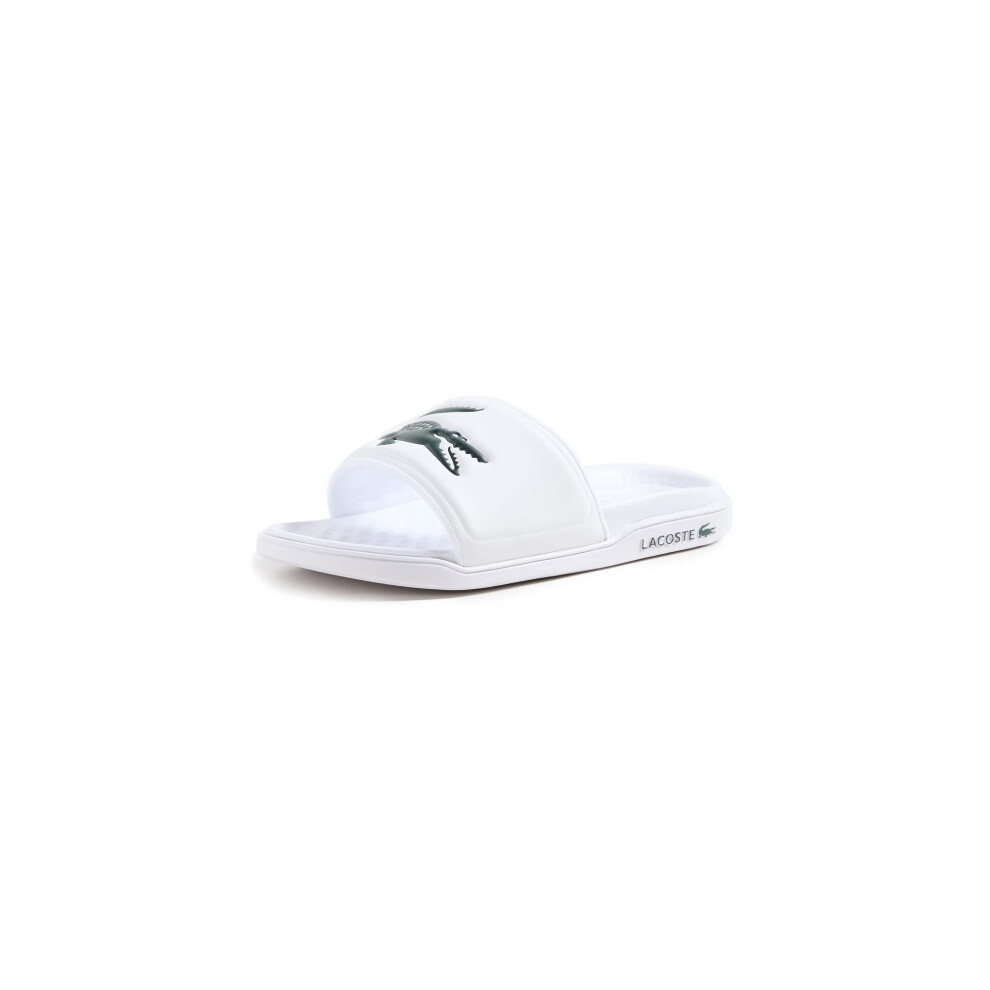 Lacoste Men's Croco Slide Sandal  Wht_Dk Grn  13