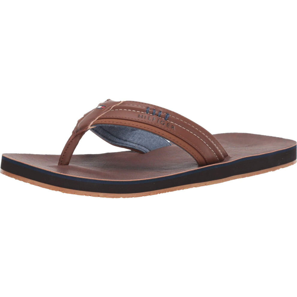 Tommy Hilfiger Men's Dozer Flip-Flop  Cognac  9