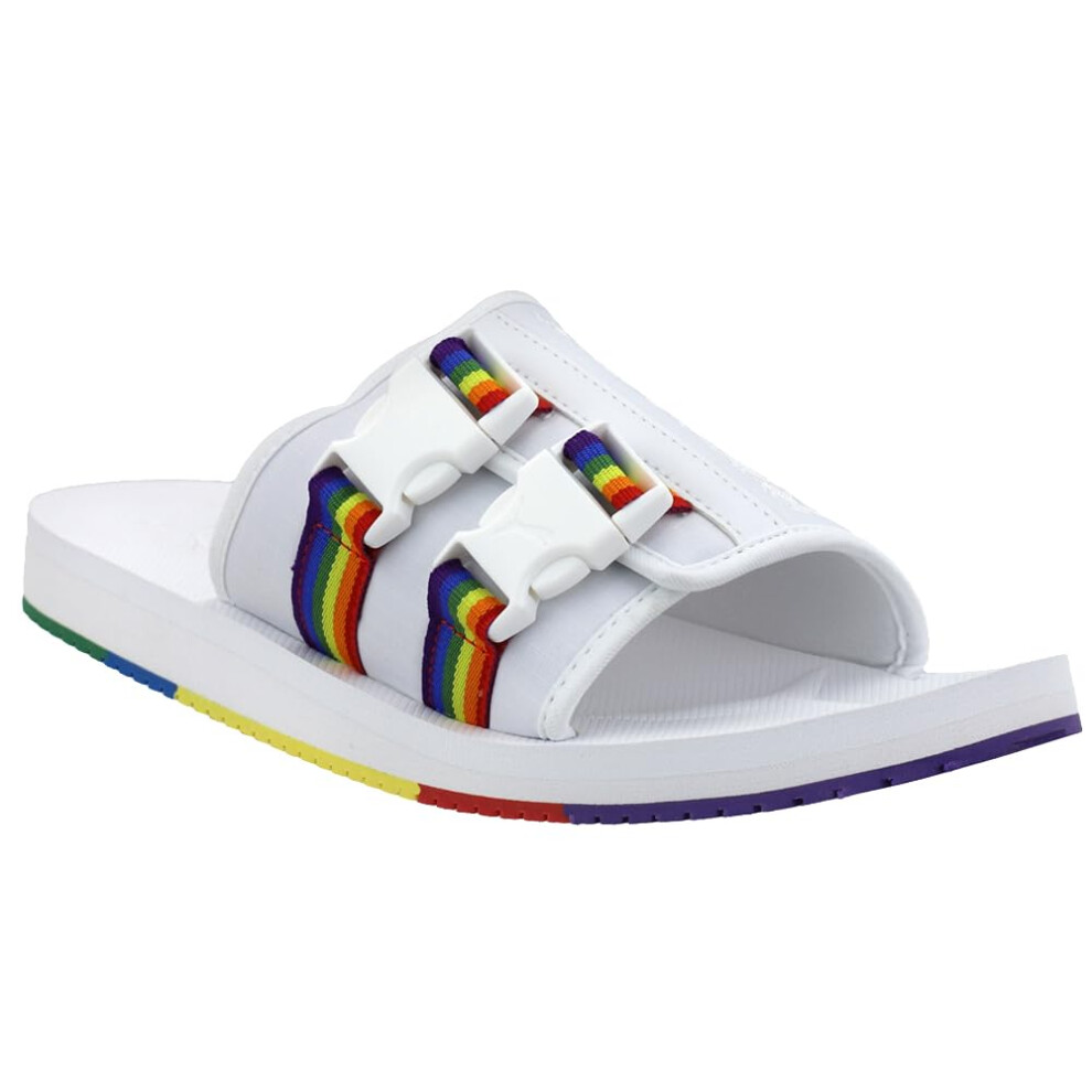 PUMA Mens Wilo Lux Nylon Multicolor Slide Athletic Sandals Casual - Wh