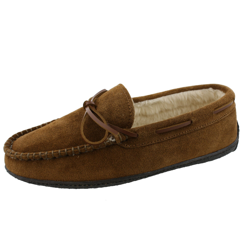 Clarks Men's Augusta Indoor Outdoor Faux Fur Slippers (11 M US  Brown