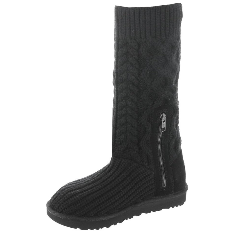 UGG Women's Classic Cardi Cabled Knit Boot  Black  9